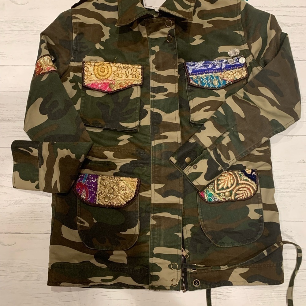 Beautiful stories camo military embellished jacket size S - Picture 3 of 12
